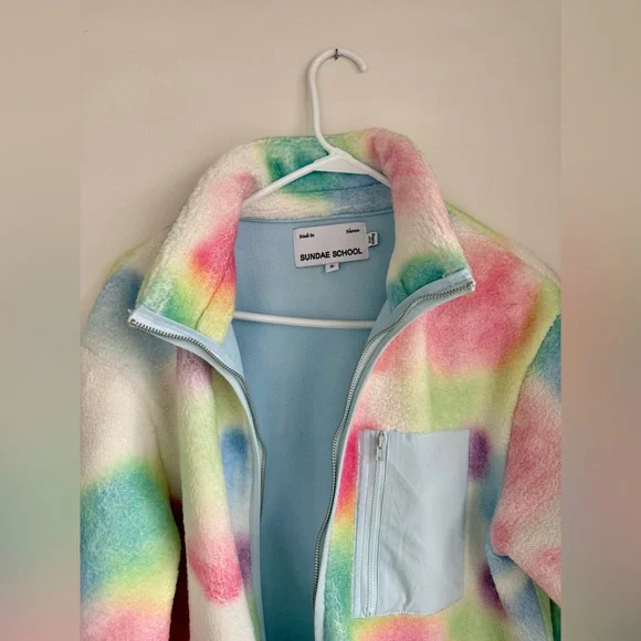 Sundae School Rainbow Valentine’s Day Drop Rainbow Fleece Unisex Small - Picture 12 of 14